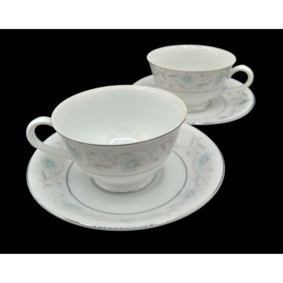Teacup Saucer Sets English Garden Fine China 1221 Japan Discontinued Set of 2 - Picture 1 of 15